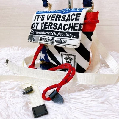 Versace multi-print logo nylon shoulder bag for men Rare U7287 - Image 1 of 4