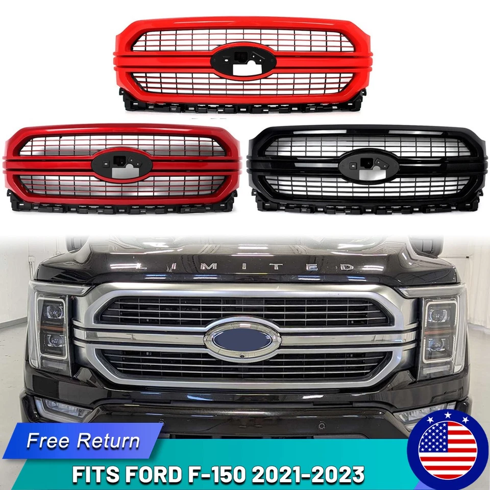 Front Bumper Upper Grille Grill Assembly For Ford 2021-2023 F-150 ML3Z-8200-KA - Image 1 of 1