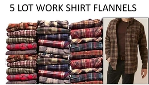 5 LOT Flannel Work Shirt Mens Outdoor Thermal Durable Multicolor Bulk Deal - Picture 1 of 14