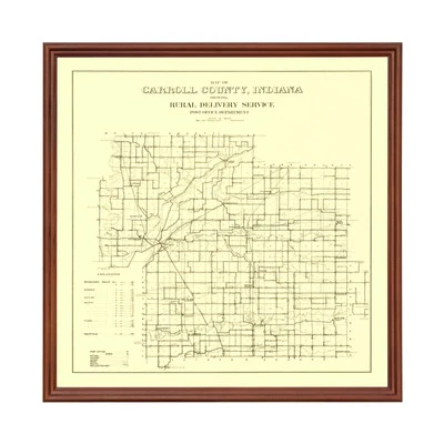 Old Map of Carroll County, IN 1910 - Vintage Indiana Art - Image 1 of 4