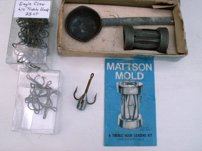 MATTSON LEAD 模具套件 适用于 6/0 SNAG TREBLE HOOKS APROX。 1-1/2 盎司 + 32 钩 — 第 1/4 张图片