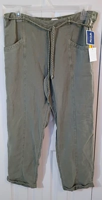 Ladies Sage Green Pants-Pull On-Belted-Cuffed-X LARGE-NWT-CC California - Image 1 of 4