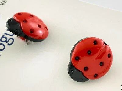 Set of 2 Vintage La Vogue Round Red Lady Bug Buttons .55in New Old Stock 232D - Image 1 of 4