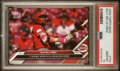 2024 TOPPS NOW #734 ELLY DE LA CRUZ ⚾️25+ HR 65 SB PSA 10 💎GEM MINT💎 LOW POP - Image 1 of 2