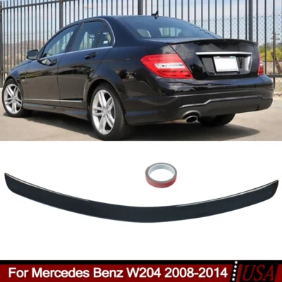 Para 2008-2014 Mercedes Benz W204 C300 porta-malas traseiro spoiler asa brilho labial preto - Imagem 1 de 4