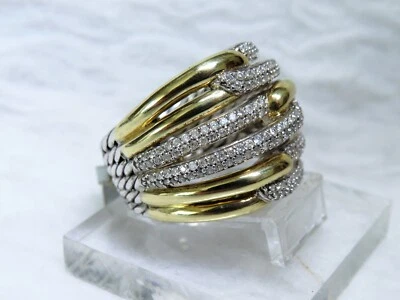 Anillo Laberinto David Yurman Oro 18K Diamante Esterlina Triple Lazo (talla 8) Foto 1 de 4