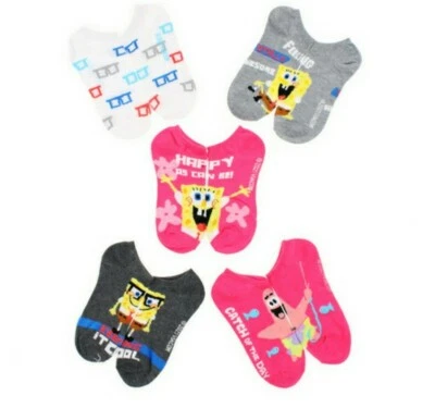 Bob Esponja Pantalones Cuadrados y Patrick Calcetines al Tobillo 5 Pares No-Shows Talla 9-11 Nuevos  Foto 1 de 4