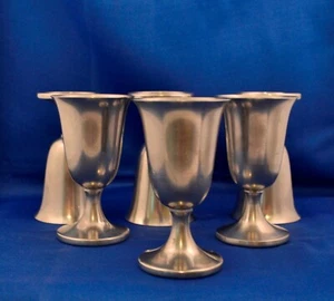 COLONIAL PEWTER by BOARDMAN Pewter 4 oz Cups - Set of 6 Goblet Style Cups - Picture 1 of 6
