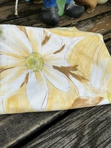 Sábana plana completa floral Canon Royal Family amarilla verde marrón algodón de colección años 60 70 - Imagen 1 de 4