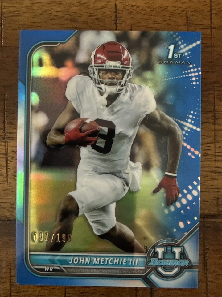 2021/22 Bowman U University Chrome John Metchie 1st RC Blue 117/199 #47 Texans - Image 1 of 4