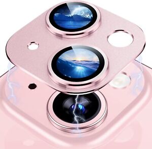 For iPhone 15/15 Plus Tempered Glass Metal Camera Lens Protector Full Cover