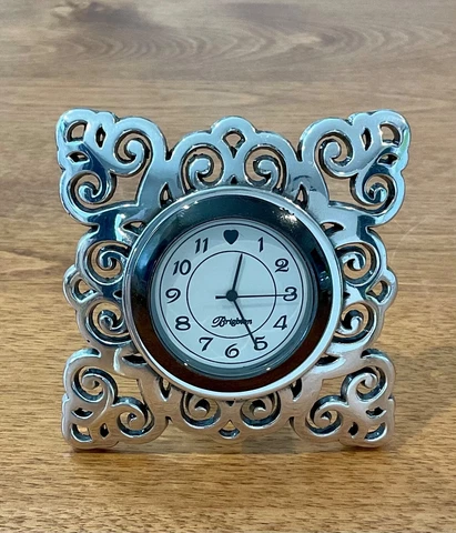 BRIGHTON SMALL SCROLL 3” DESK CLOCK NEW BATTERY 2/20/23 WORKS LIKE A CHARM!! Cover