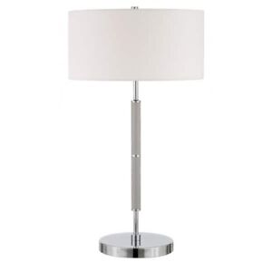 Meyer&Cross Simone 25 in. Gray and Polished Nickel 2-Bulb Table Lamp