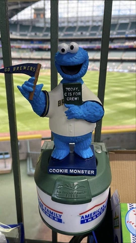 MILWAUKEE BREWERS COOKIE MONSTER BOBBLEHEAD SESAME STREET THEME  7-8-23  “Huge” Cover