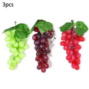 Artificial Grapes Bunches Plastic Fake Fruit Rattan Lifelike Garden Home Decor - Picture 1 of 14