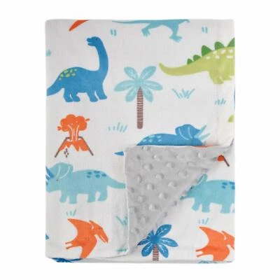 Baby Blanket Soft Minky with Double Layer Dinosaurs Multicolor Printed 30x40" - Image 1 of 4