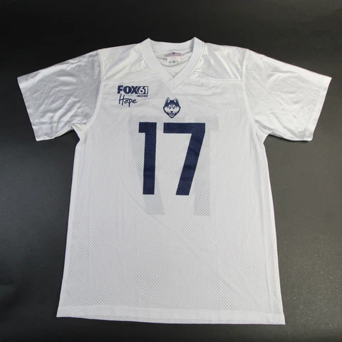 UConn Huskies Teamwork Practice Jersey - Football Men's White Used Cover