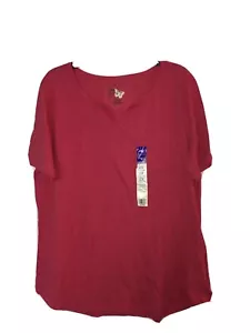 JMS Just My Size T-Shirt NWT Plus Size 2X Split Neck - Picture 1 of 4