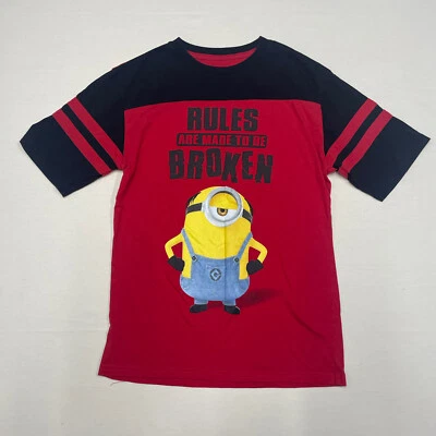 Minions T-shirt Boys Size L (10/12) Red/Black Short Sleeve Despicable Me Movie - Image 1 of 4