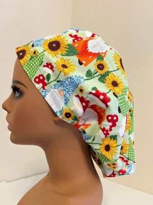 New GNOME Sunflower Fall  Scrub Cap Chef Hat Bouffant Euro Hairnet Nurse Bonnet - Image 1 of 4