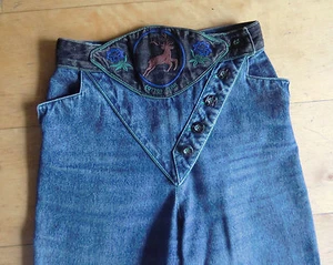 * TOP * Cotton Line High Waist Jeans Hose aus USA mit Trachtenmotiv XS 34 - Bild 1 von 3
