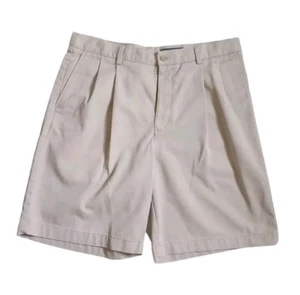 Eddie Bauer Shorts Men's Size 36 Khaki Tan Pleated Front Cotton EUC - Picture 1 of 7
