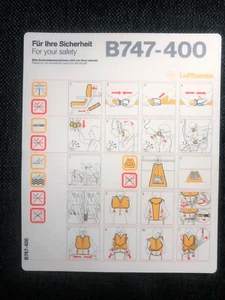 Safety Card LUFTHANSA Boeing B 747 B 747-400 All Passenger 01/04 - Bild 1 von 2