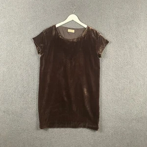 Vestido TOAST Mujer UK 12 Bronce Marrón Línea A Cambio Seda Terciopelo Manga Corta - Imagen 1 de 8
