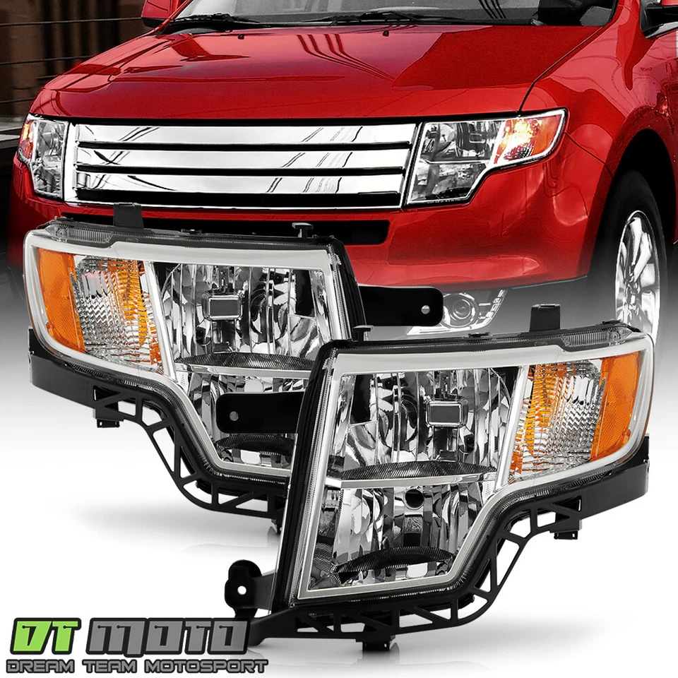 Par de faros cromados izquierda+derecha para Ford Edge 2007 2008 2008 2010 Foto 1 de 4