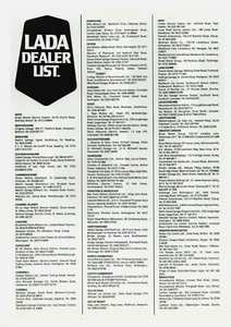Lada Dealer List 1986-87 UK Market Single Sheet Brochure - Picture 1 of 1