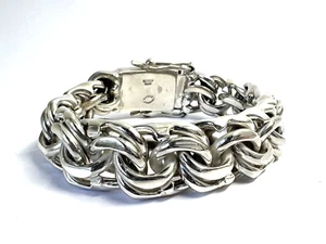 Taxco Mexican 925 Sterling Silver Garibaldi Chain Bracelet. 19cm, 7.5", 213g - Picture 1 of 17