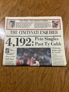 PETE ROSE 4,192 Sets Record Newspaper Complete Cincinnati Enquirer REDS Hit King - Picture 1 of 4