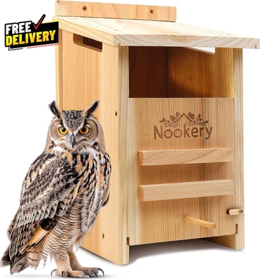 Совий домик для улицы премиум-класса большой ящик для гнездования из кедра готовый деревянный скворечник - Изображение 1 из 4
