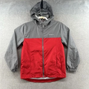 Eddie Bauer Kids Size L (14/16) full zip red waterproof hooded rain Jacket - Picture 1 of 9