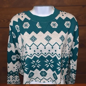 Sudadera para mujer Fair Isle polar copo de nieve gris Colsie talla mediana A1 nueva con etiquetas - Imagen 1 de 4