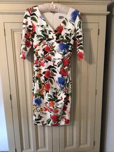 Diva Catwalk Bodycon Dress, Orange, Red and Blue Floral Pattern Size M - Picture 1 of 14