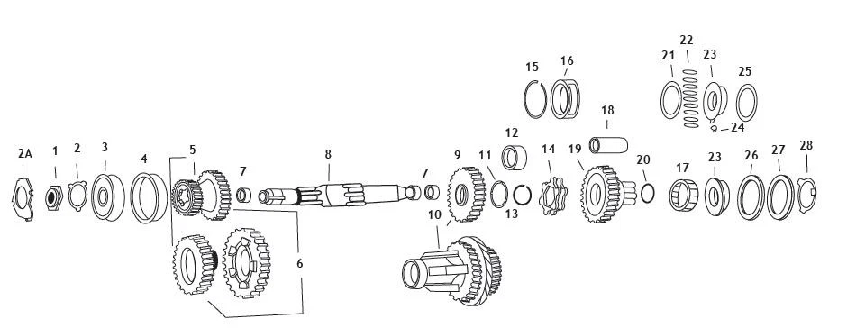 Eje principal Andrews para eje principal doble grande de 4 velocidades 70-E84 12,470" de largo-8 208700 Foto 1 de 1