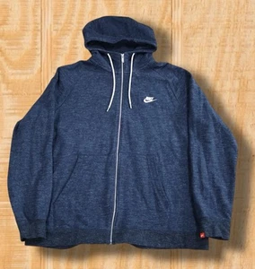 Nike Sportswear Mens XXL Navy Blue Full Zip Up Club Fleece Sweatshirt Hoodie - Picture 1 of 13