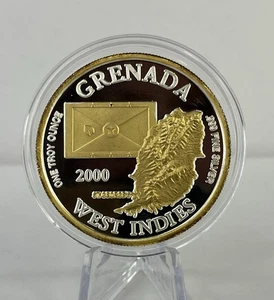 Moneda de plata Granada 2000 $1 Sapote Spice 1 oz .999 prueba dorada - Imagen 1 de 5