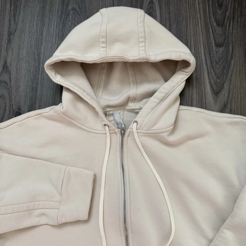 Chaqueta con Capucha Athleta Tenacity Plumero Cremallera Completa Longline Crema Grande Pesada Gruesa Foto 1 de 4