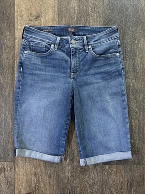 NYDJ Blue Denim Briella Bermuda Jean Shorts Womens Roll Cuff Casual Size 4 - Image 1 of 4