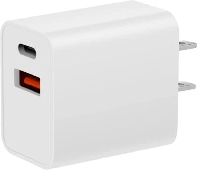Paquete de 1 cubo de alimentación bloque de carga rápida 20 W USB-C mini cargador de pared de doble puerto USB Foto 1 de 4