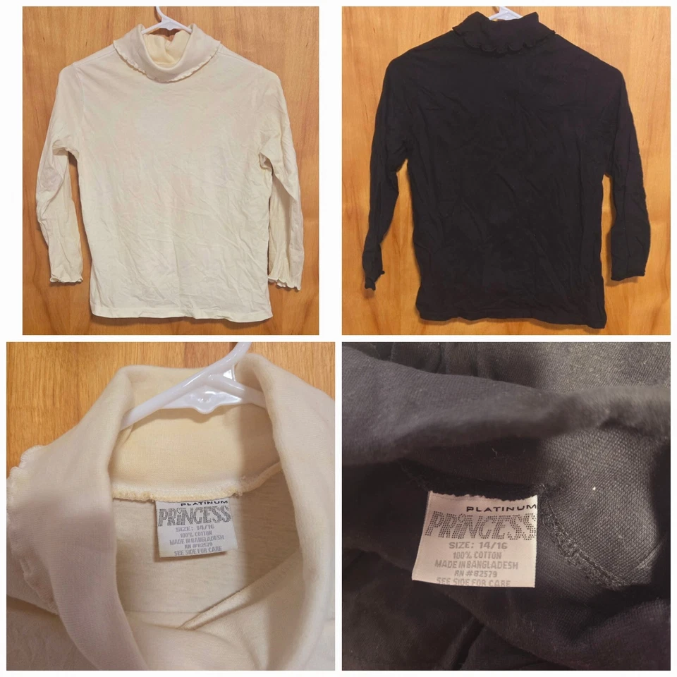 PLATINUM PRINCESS BUNDLE GIRL 1 WHITE AND 2 BLACK TOPS - Image 1 of 4