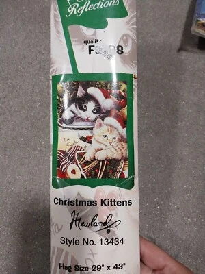  Декоративный флаг шелковые отражения рождественские котята 29 x 43 дюйма - Изображение 1 из 3