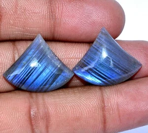27.91 CTS Natural Labradorite Trillion Cabochon Pair 24x20 mm Loose Gemstones - Picture 1 of 7