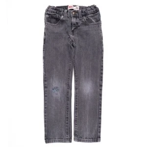 Levis 510 Boys Super Skinny Gray Distressed Stretch Denim Jeans Size 6 Reg - Picture 1 of 6