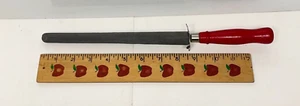 "Afilador de cuchillos de cubiertos rojo vintage EE. UU. mango de madera 8,5"" varilla de afilar 13""" - Imagen 1 de 6