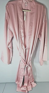 Victoria's Secret Women's Satin Short Robe Pink Size XL Inside Outside Ties NWT - Picture 1 of 5