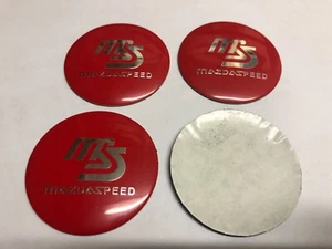 4x Sticker Mazda Speed Wheel Centre Cap Emblem Decal 56mm Red / Silver Stickers - Picture 1 of 3