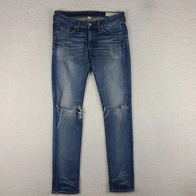 Rag Bone Jeans Womens 27 Skinny Distress Little Five Medium Wash Blue - Image 1 of 4